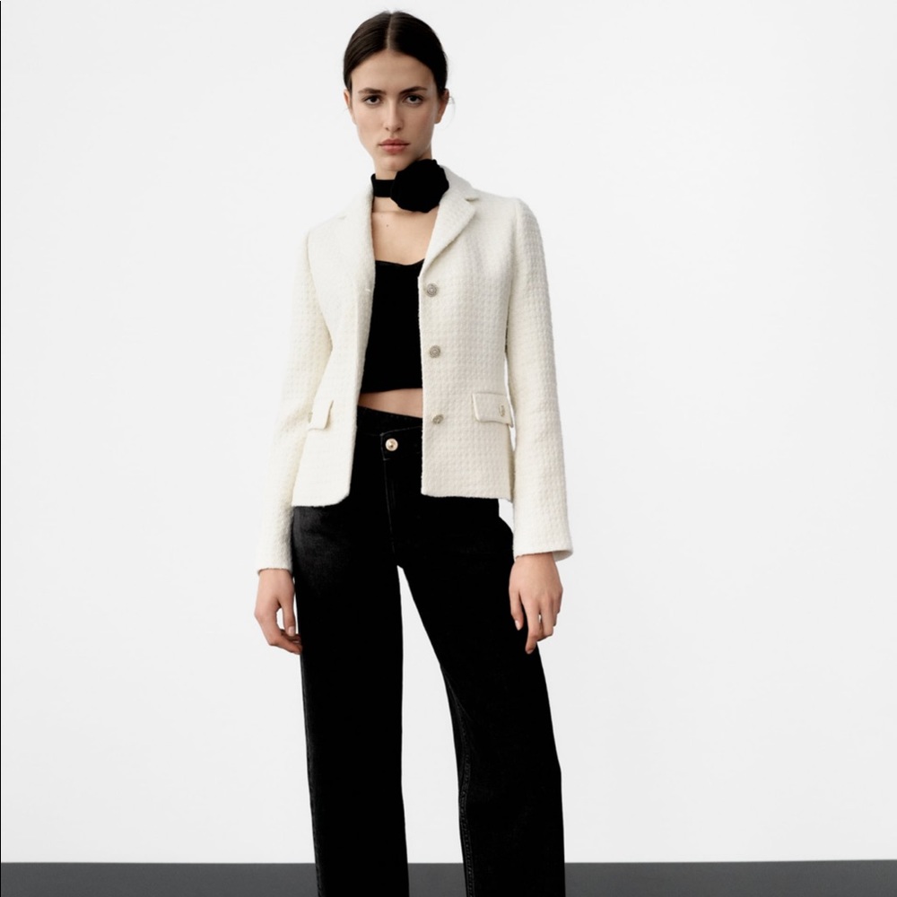 NWT Zara Cropped Blazer with Jewel Buttons - Picture 15 of 16